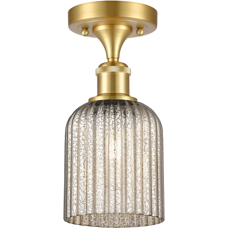 Bridal Veil 1 Light 5 inch Satin Gold Semi-Flush Mount Ceiling Light in Mercury Glass