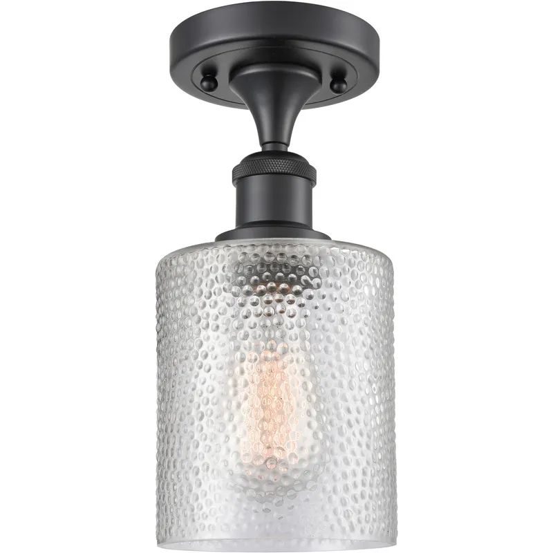Edison Cobbleskill 1 Light 5 inch Matte Black Semi-Flush Mount Ceiling Light in Clear Glass