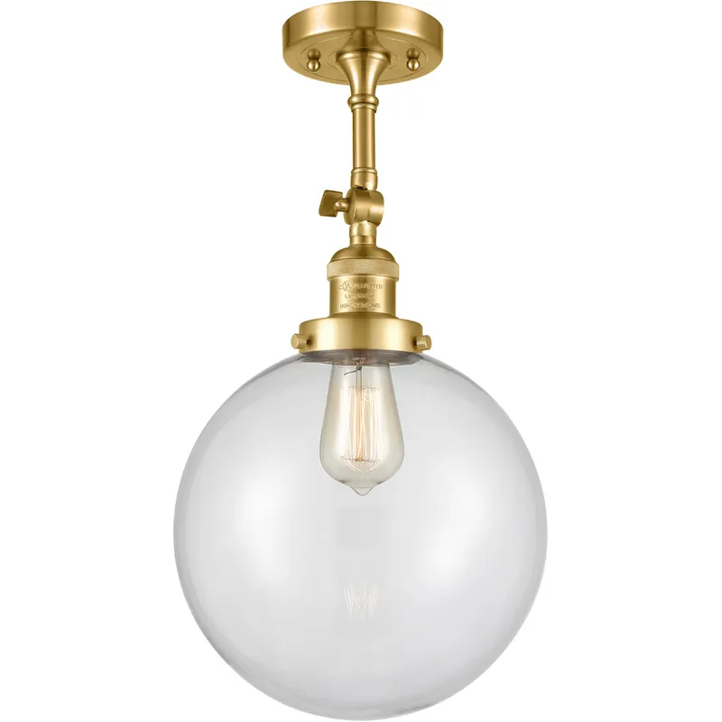 Franklin Restoration X-Large Beacon LED 10 inch Satin Gold Semi-Flush Mount Ceiling Light in Clear Glass, Franklin Restoration