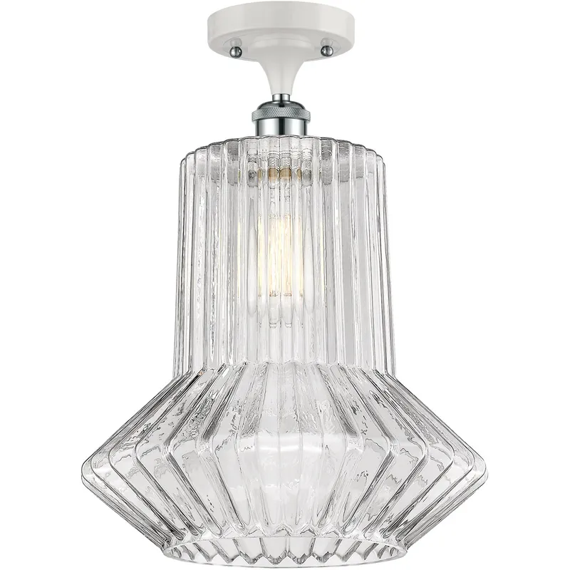 Ballston Springwater LED 12 inch White and Polished Chrome Semi-Flush Mount Ceiling Light, Ballston