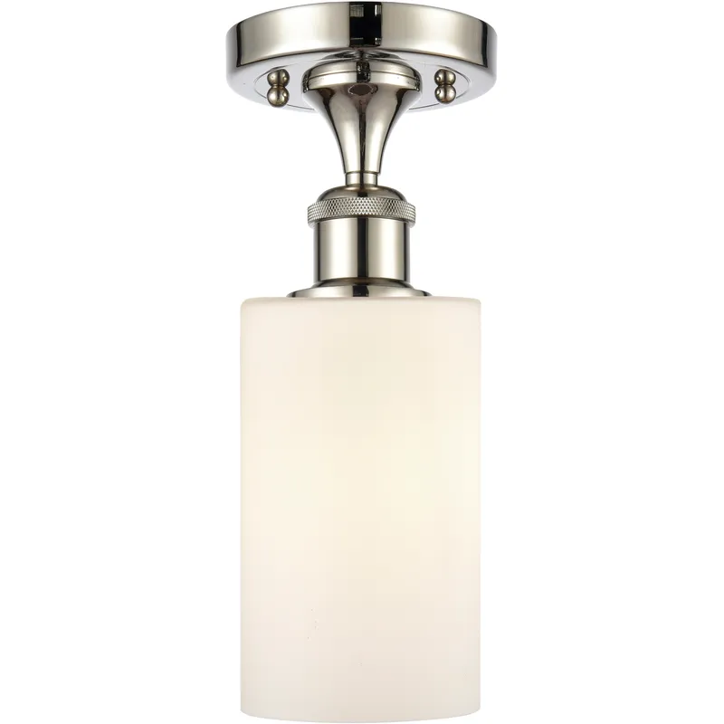 Clymer 1 Light 3.88 inch Polished Nickel Semi-Flush Mount Ceiling Light in Matte White Glass