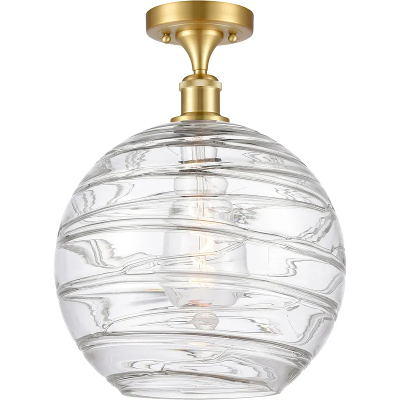 Ballston X-Large Deco Swirl 1 Light 12 inch Satin Gold Semi-Flush Mount Ceiling Light, Ballston