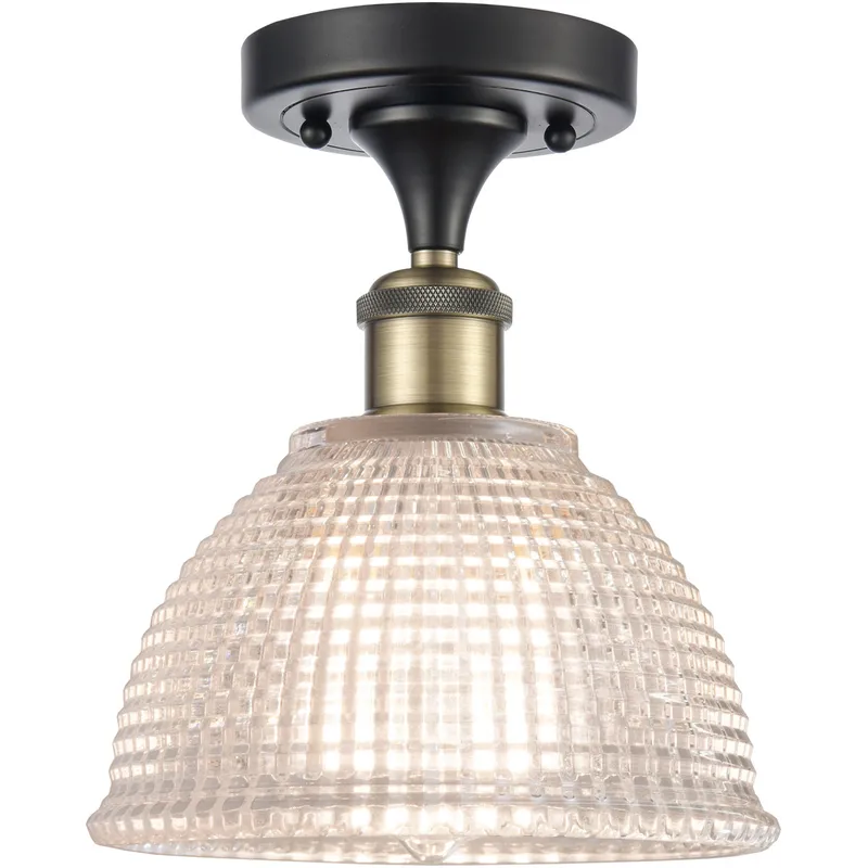 Ballston Arietta LED 8 inch Black Antique Brass Semi-Flush Mount Ceiling Light, Ballston