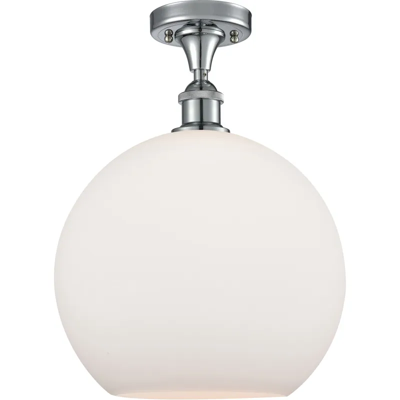 Ballston Athens LED 11.75 inch Polished Chrome Semi-Flush Mount Ceiling Light in Matte White Glass