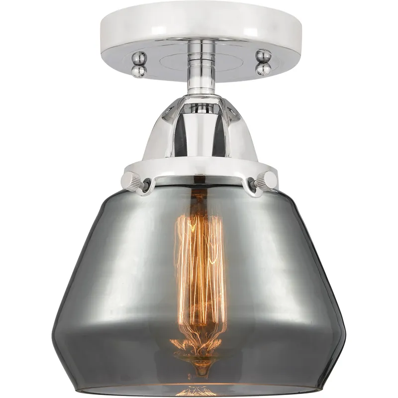 Nouveau 2 Fulton LED 6.75 inch Polished Chrome Semi-Flush Mount Ceiling Light in Plated Smoke Glass