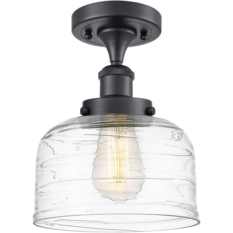 Ballston Bell 1 Light 8 inch Matte Black Semi-Flush Mount Ceiling Light