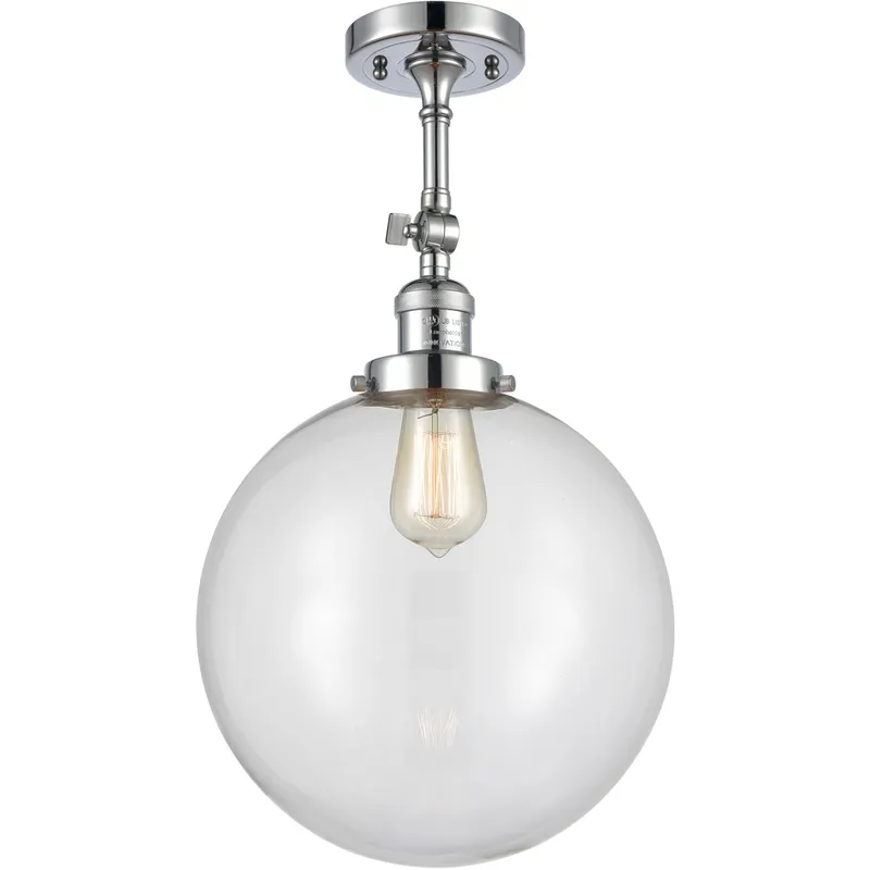 Franklin Restoration XX-Large Beacon LED 12 inch Polished Chrome Semi-Flush Mount Ceiling Light in Clear Glass, Franklin Restoration