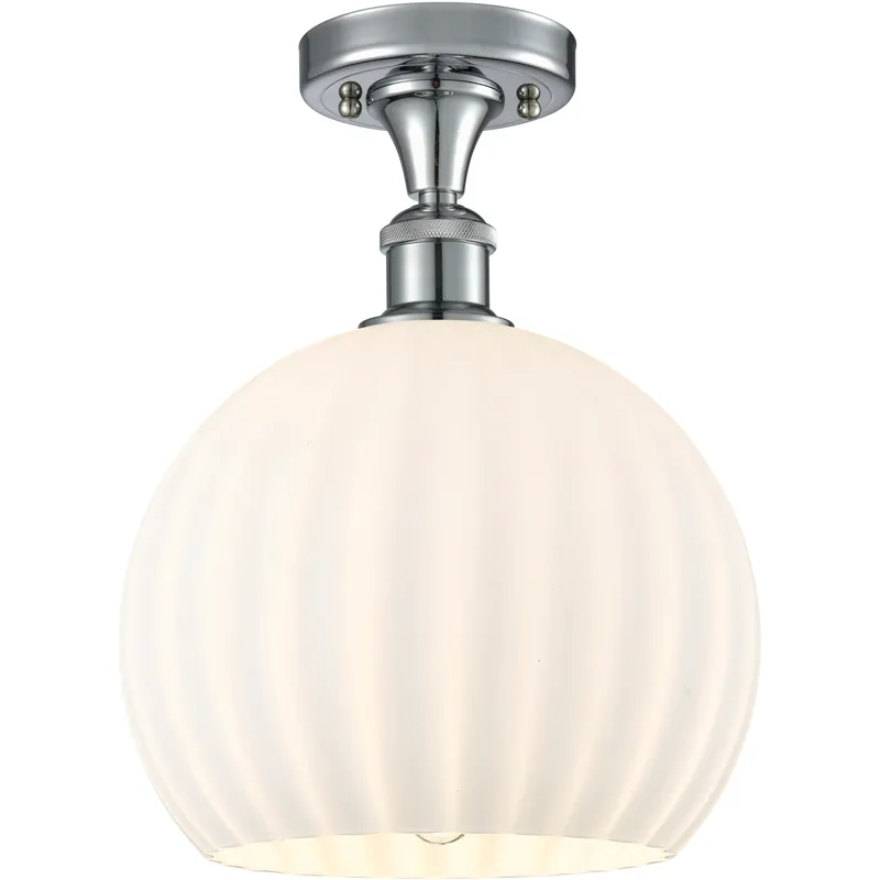 Ballston White Venetian 1 Light 10 inch Polished Chrome Semi-Flush Mount Ceiling Light