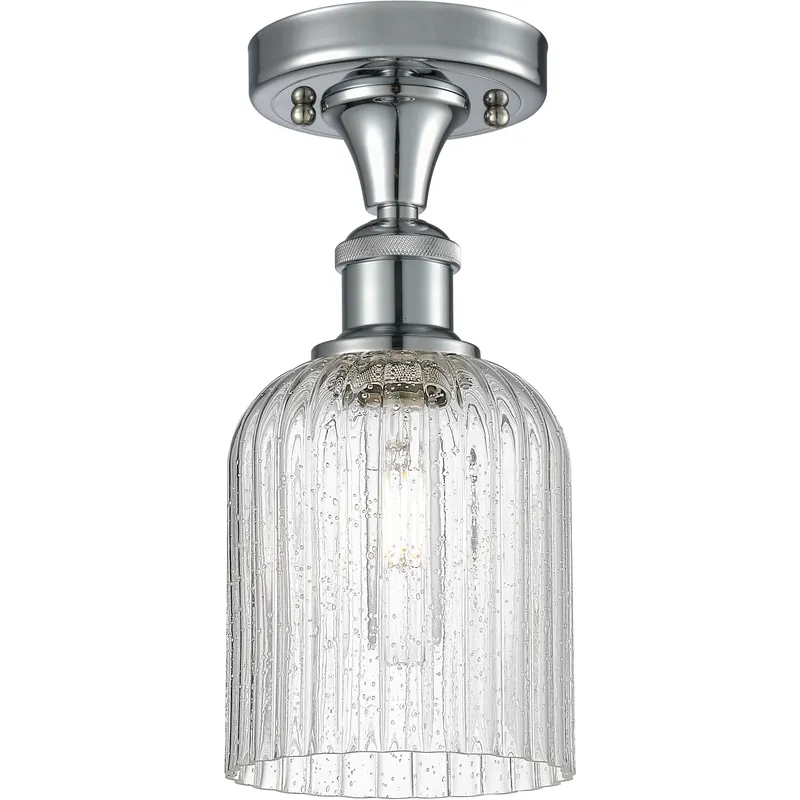 Bridal Veil 1 Light 5 inch Polished Chrome Semi-Flush Mount Ceiling Light in Seedy Glass