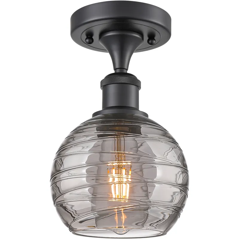 Ballston Athens Deco Swirl 1 Light 5.88 inch Matte Black Semi-Flush Mount Ceiling Light