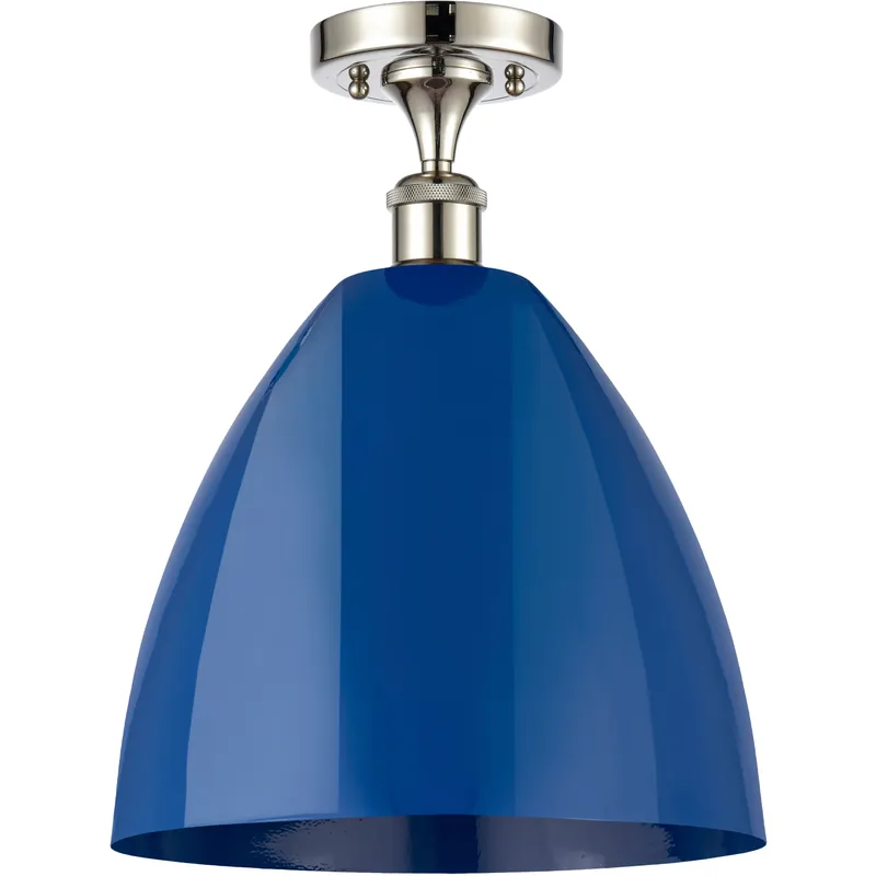 Ballston Plymouth Dome LED 12 inch Polished Nickel Semi-Flush Mount Ceiling Light in Matte Blue