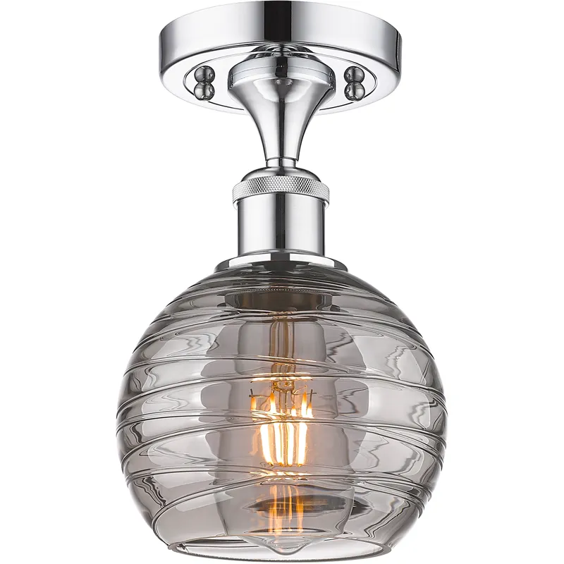 Ballston Athens Deco Swirl 1 Light 5.88 inch Polished Chrome Semi-Flush Mount Ceiling Light
