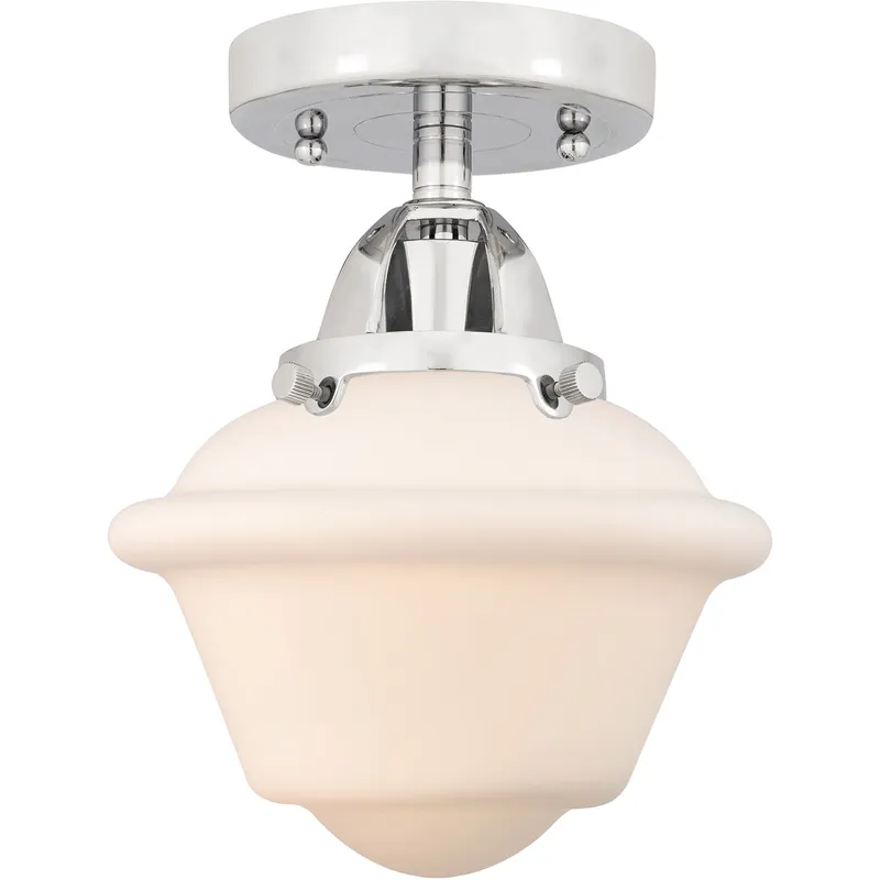 Nouveau 2 Small Oxford 1 Light 8 inch Polished Chrome Semi-Flush Mount Ceiling Light in Matte White Glass