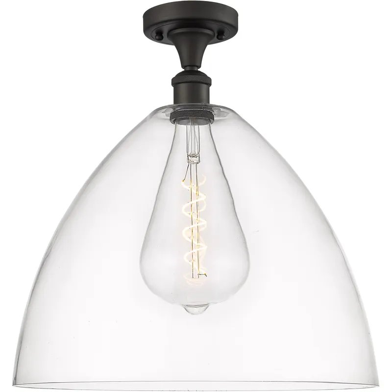 Ballston Dome 1 Light 16 inch Oil Rubbed Bronze Semi-Flush Mount Ceiling Light in Clear Glass