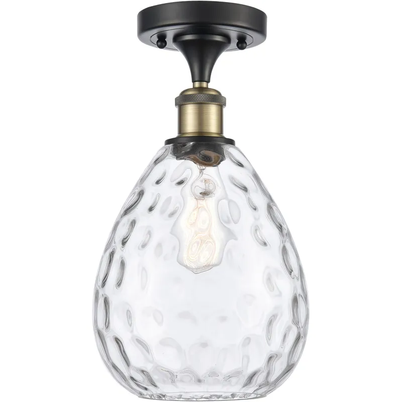 Ballston Large Waverly 1 Light 8 inch Black Antique Brass Semi-Flush Mount Ceiling Light, Ballston