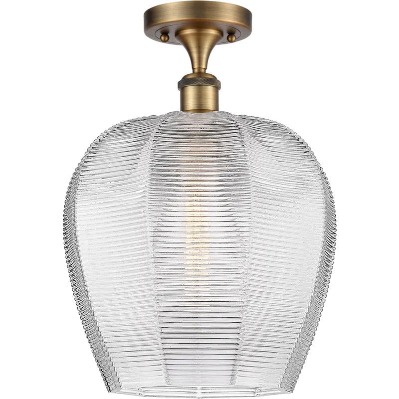 Ballston Norfolk LED 11.75 inch Brushed Brass Semi-Flush Mount Ceiling Light in Clear Glass