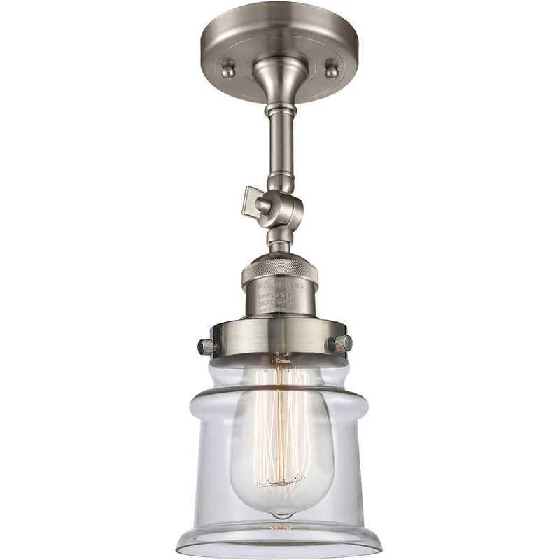 Franklin Restoration Small Canton 1 Light 6 inch Brushed Satin Nickel Semi-Flush Mount Ceiling Light in Clear Glass, Franklin Restoration