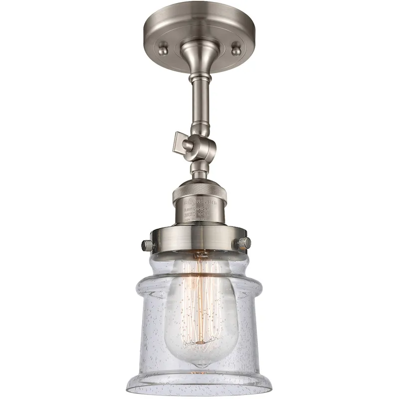 Franklin Restoration Small Canton 1 Light 6 inch Brushed Satin Nickel Semi-Flush Mount Ceiling Light in Seedy Glass, Franklin Restoration