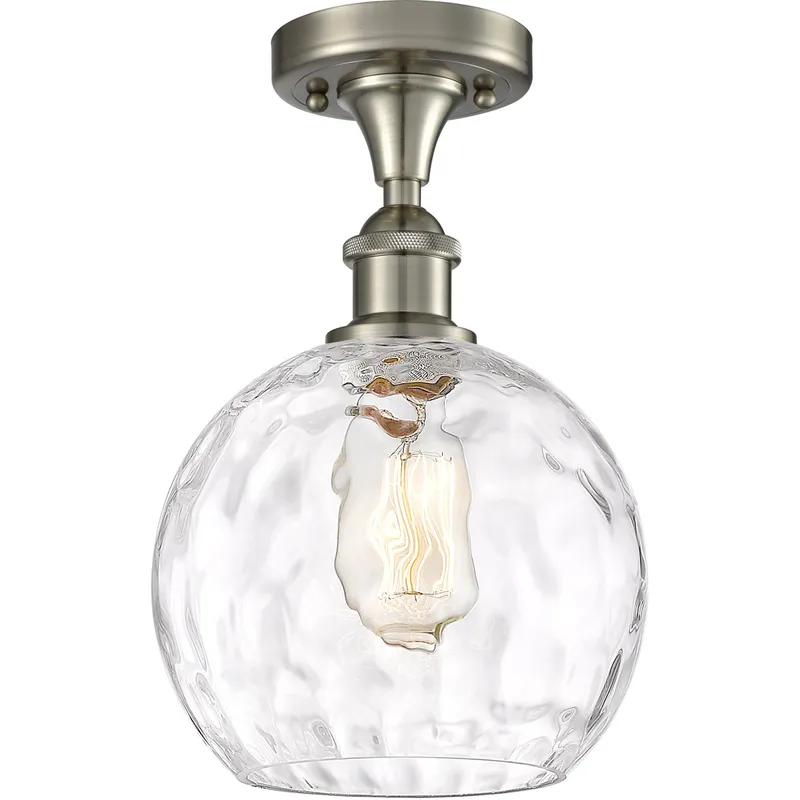 Ballston Athens Water Glass 1 Light 8 inch Brushed Satin Nickel Semi-Flush Mount Ceiling Light