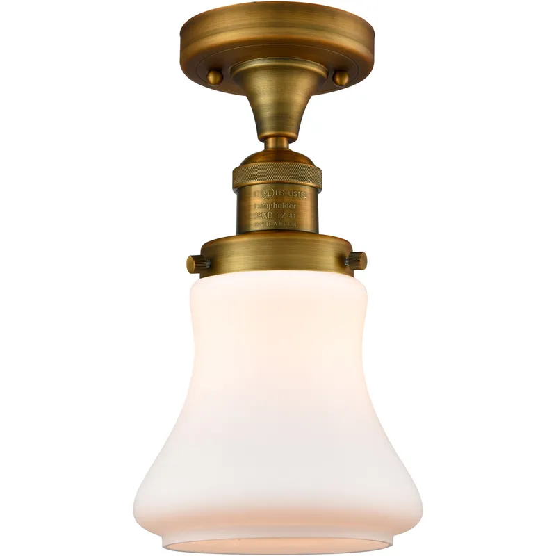 Franklin Restoration Bellmont LED 6 inch Brushed Brass Semi-Flush Mount Ceiling Light in Matte White Glass, Franklin Restoration