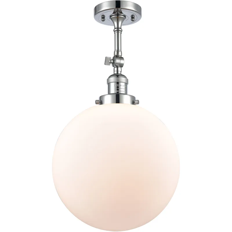 Franklin Restoration XX-Large Beacon 1 Light 12 inch Polished Chrome Semi-Flush Mount Ceiling Light in Matte White Glass, Franklin Restoration