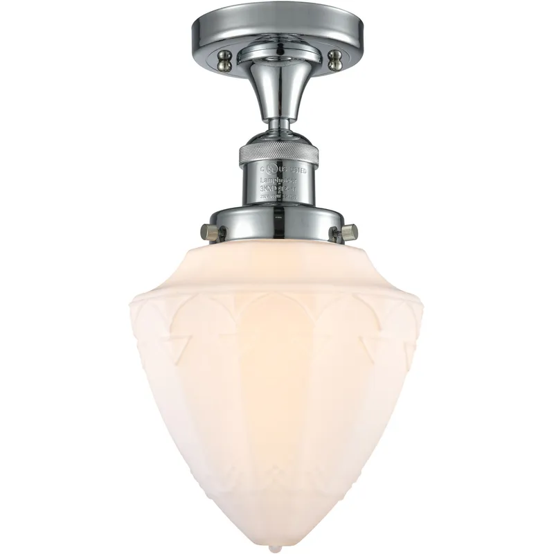 Franklin Restoration Bullet LED 7 inch Polished Chrome Semi-Flush Mount Ceiling Light in Matte White Glass