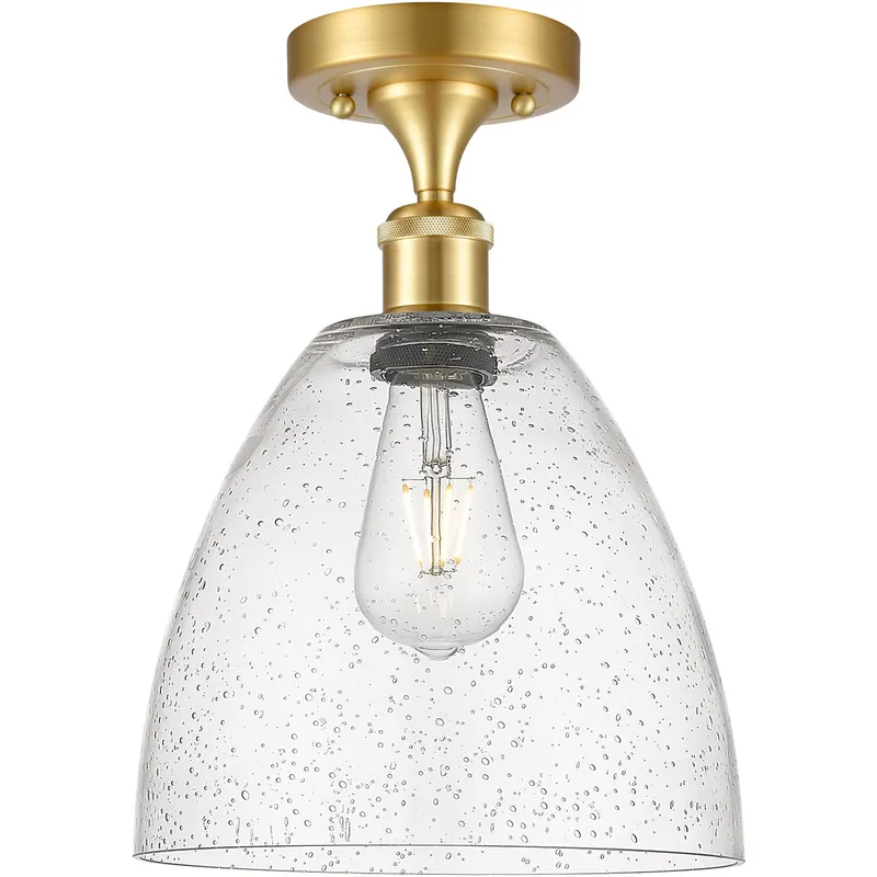 Ballston Dome 1 Light 9 inch Satin Gold Semi-Flush Mount Ceiling Light