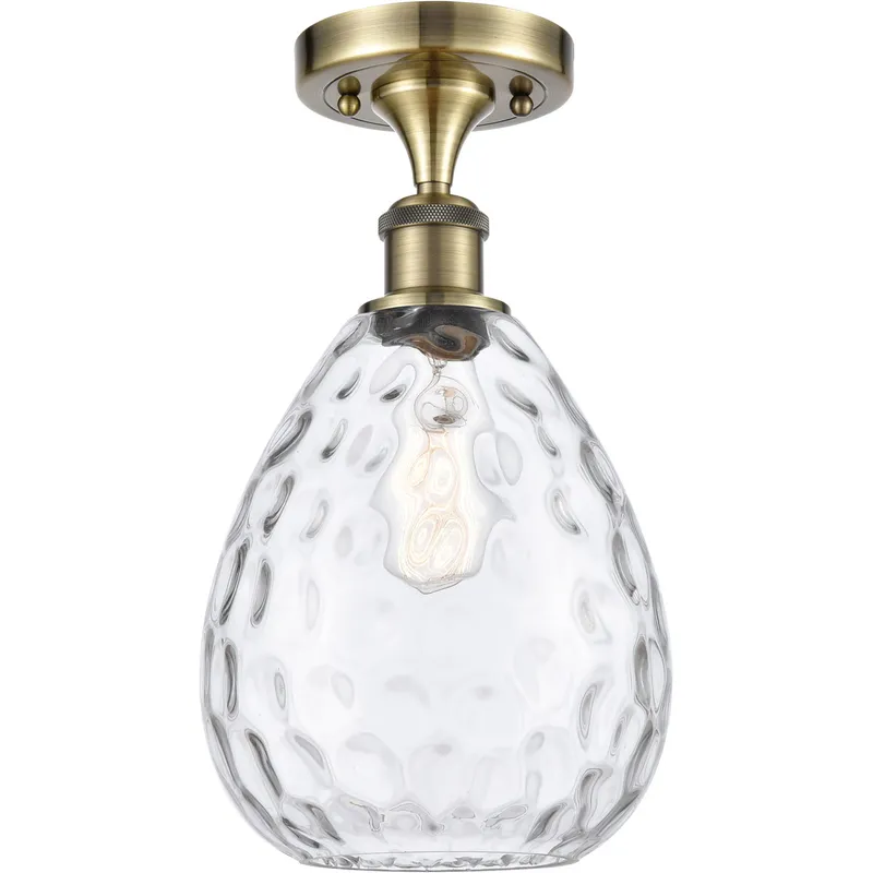 Ballston Large Waverly 1 Light 8 inch Antique Brass Semi-Flush Mount Ceiling Light in Incandescent, Clear Glass, Ballston