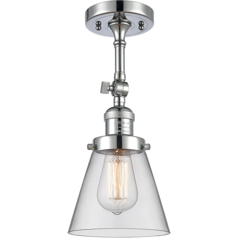 Franklin Restoration Small Cone 1 Light 6 inch Polished Chrome Semi-Flush Mount Ceiling Light in Clear Glass, Franklin Restoration