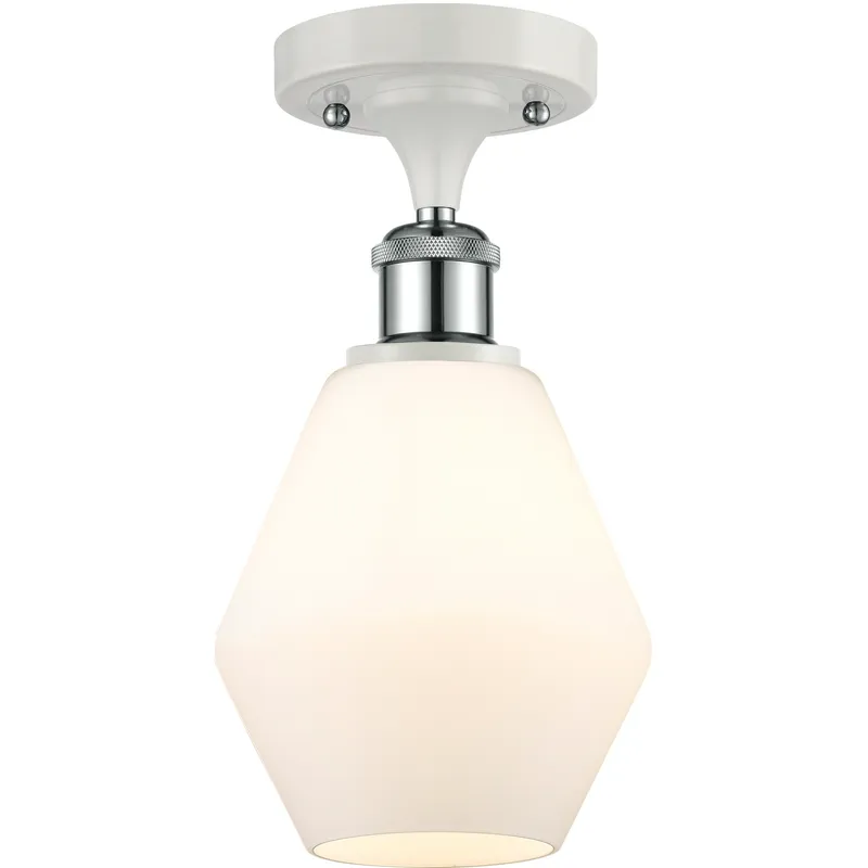 Ballston Cindyrella LED 6 inch White and Polished Chrome Semi-Flush Mount Ceiling Light in Matte White Glass