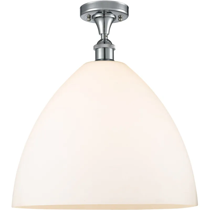Ballston Dome 1 Light 16 inch Polished Chrome Semi-Flush Mount Ceiling Light in Matte White Glass