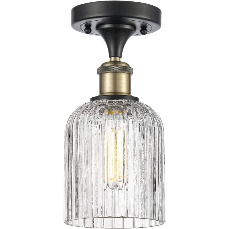 Bridal Veil 1 Light 5 inch Black Antique Brass Semi-Flush Mount Ceiling Light in Clear Glass