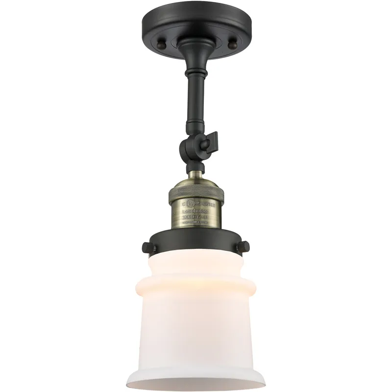 Franklin Restoration Small Canton 1 Light 6 inch Black Antique Brass Semi-Flush Mount Ceiling Light in Matte White Glass, Franklin Restoration
