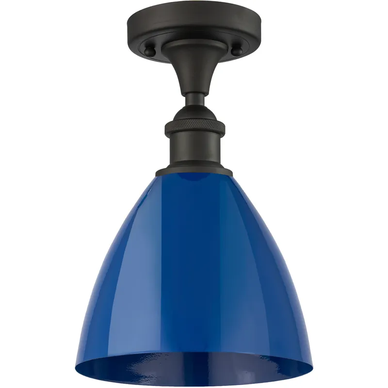 Ballston Plymouth Dome LED 7.5 inch Oil Rubbed Bronze Semi-Flush Mount Ceiling Light in Matte Blue