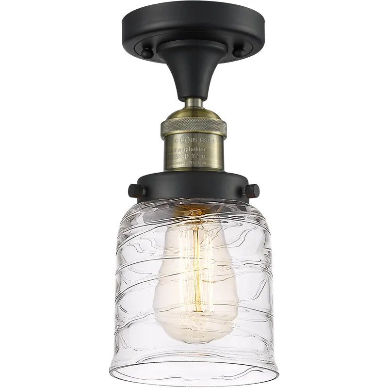 Franklin Restoration Bell 1 Light 5 inch Black Antique Brass Semi-Flush Mount Ceiling Light