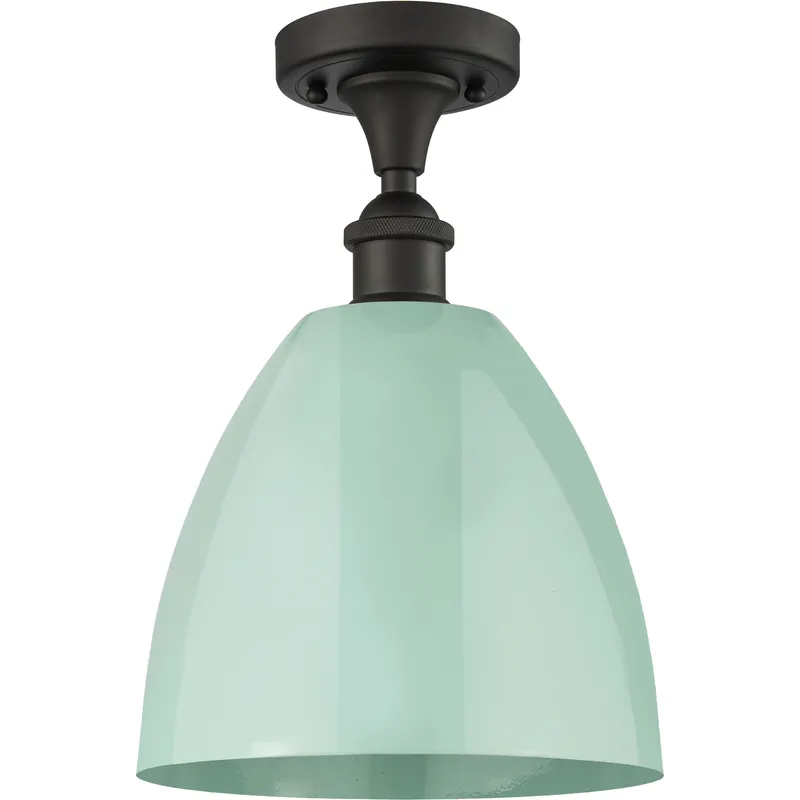 Ballston Plymouth Dome 1 Light 9 inch Oil Rubbed Bronze Semi-Flush Mount Ceiling Light in Matte Seafoam
