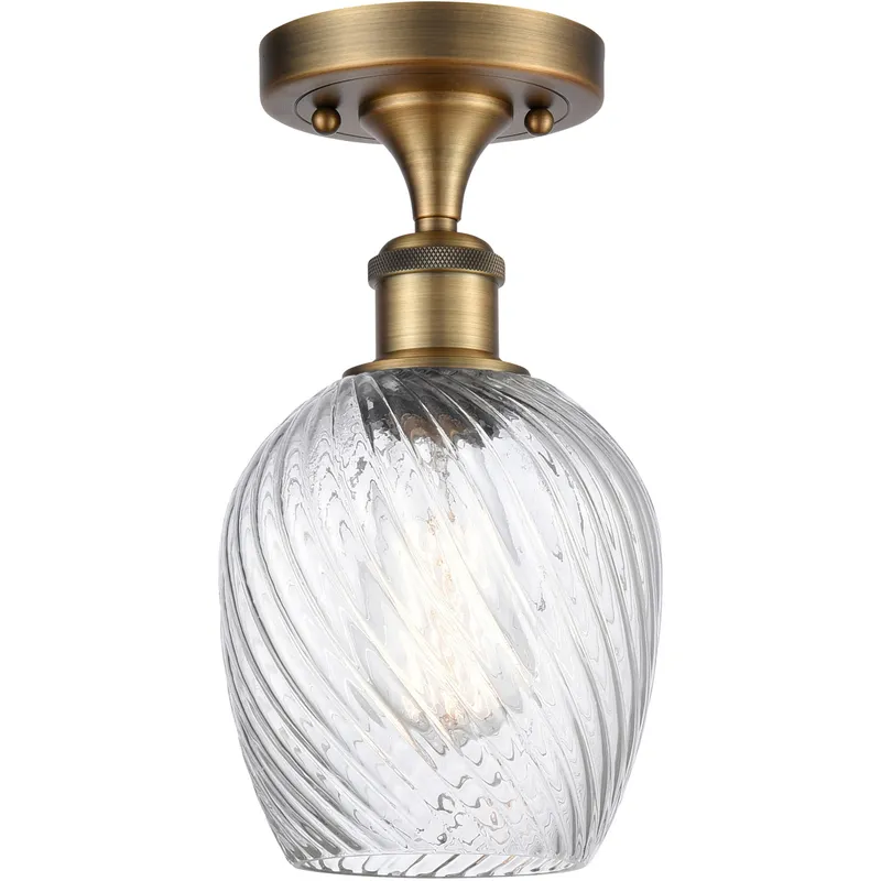 Ballston Salina LED 5 inch Brushed Brass Semi-Flush Mount Ceiling Light, Ballston
