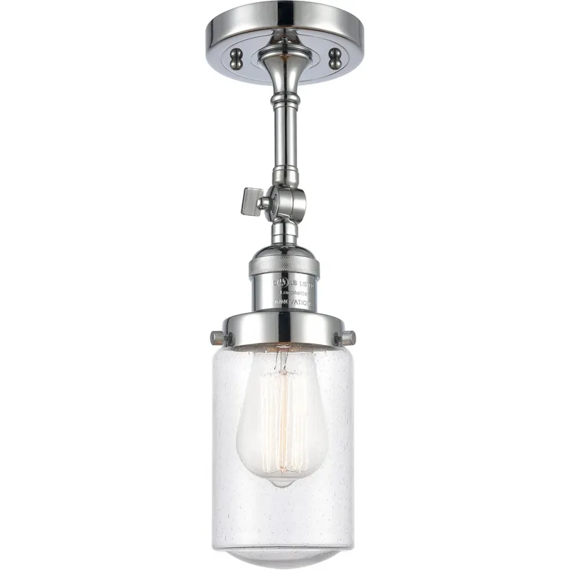 Franklin Restoration Dover LED 5 inch Polished Chrome Semi-Flush Mount Ceiling Light in Seedy Glass, Franklin Restoration