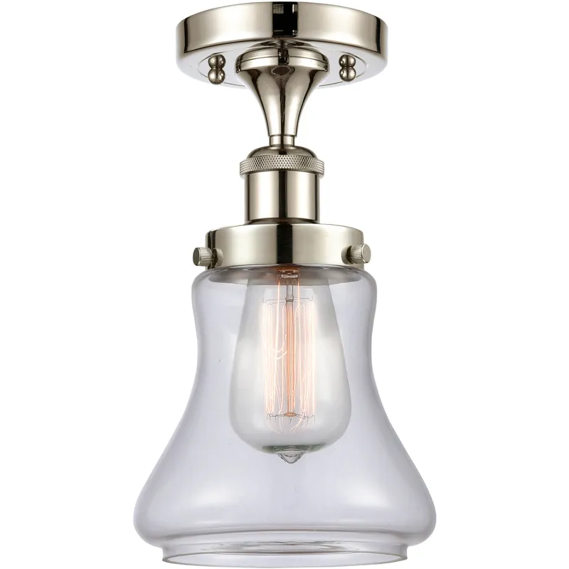 Bellmont 1 Light 6.5 inch Polished Nickel Semi-Flush Mount Ceiling Light in Clear Glass