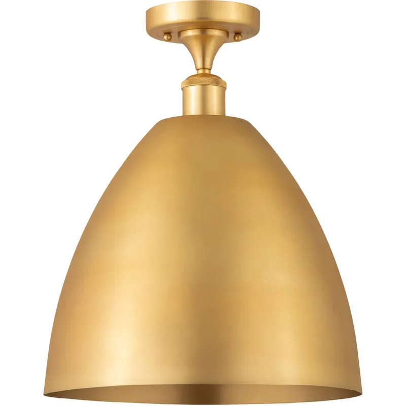 Ballston Plymouth Dome LED 12 inch Brushed Brass Semi-Flush Mount Ceiling Light in Matte Blue