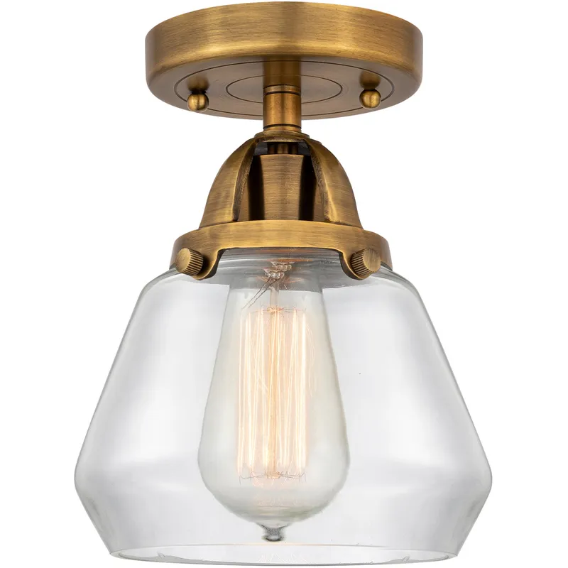 Nouveau 2 Fulton 1 Light 7 inch Brushed Brass Semi-Flush Mount Ceiling Light in Clear Glass