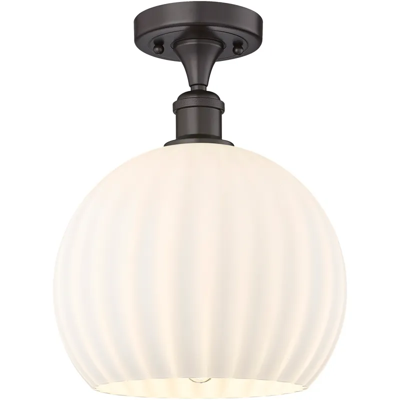 Ballston White Venetian 1 Light 10 inch Oil Rubbed Bronze Semi-Flush Mount Ceiling Light