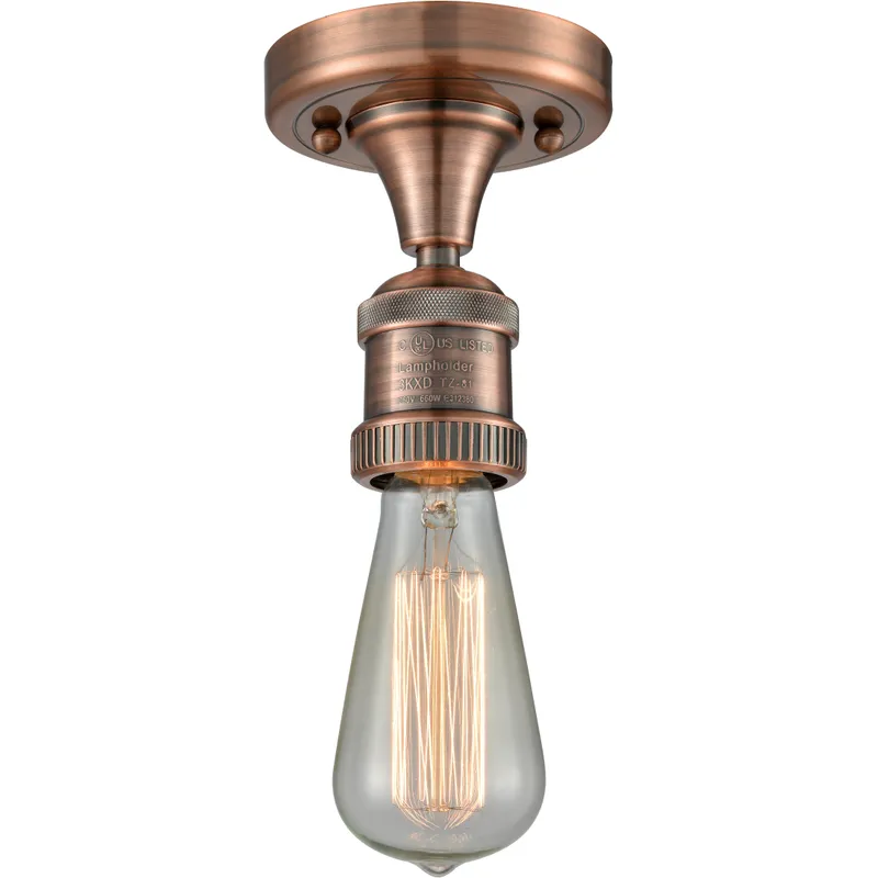 Franklin Restoration Bare Bulb LED 4.5 inch Antique Copper Semi-Flush Mount Ceiling Light
