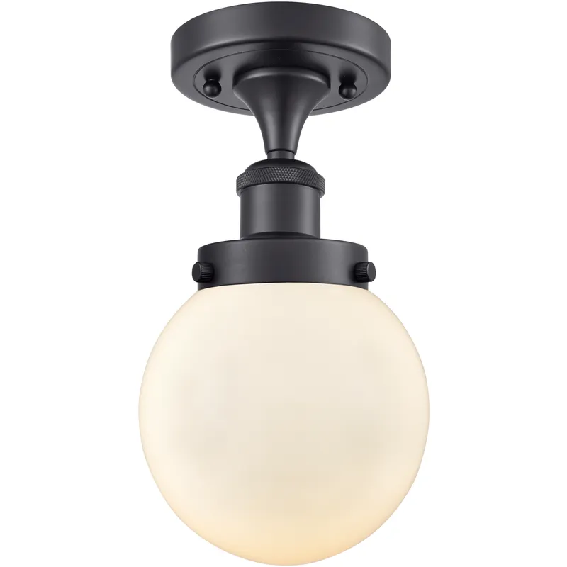 Beacon 1 Light 6.5 inch Matte Black Semi-Flush Mount Ceiling Light