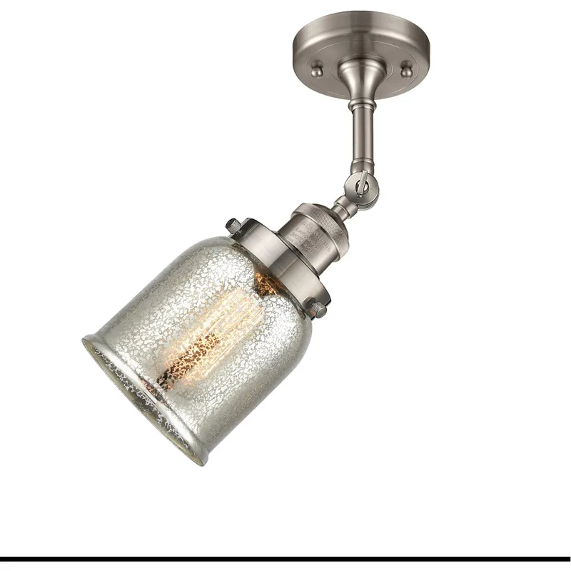 Franklin Restoration Small Bell LED 5 inch Brushed Satin Nickel Semi-Flush Mount Ceiling Light in Silver Plated Mercury Glass, Franklin Restoration