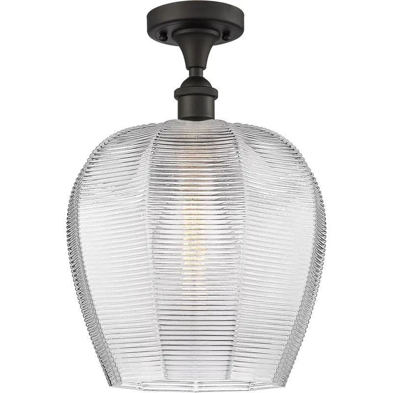 Ballston Norfolk LED 11.75 inch Oil Rubbed Bronze Semi-Flush Mount Ceiling Light in Clear Glass