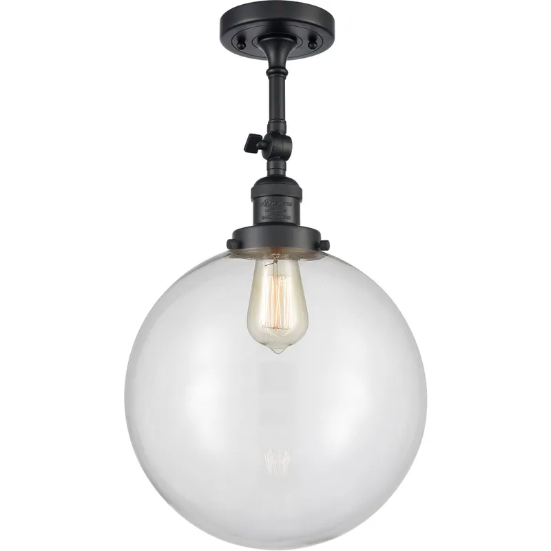 Franklin Restoration XX-Large Beacon LED 12 inch Matte Black Semi-Flush Mount Ceiling Light in Clear Glass, Franklin Restoration