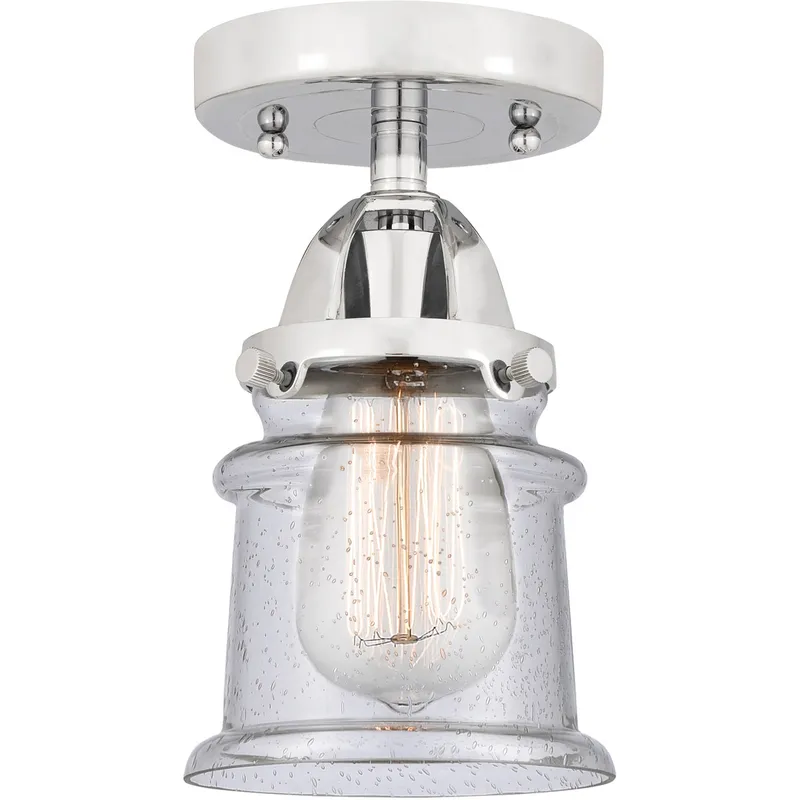 Nouveau 2 Small Canton 1 Light 5 inch Polished Chrome Semi-Flush Mount Ceiling Light in Seedy Glass