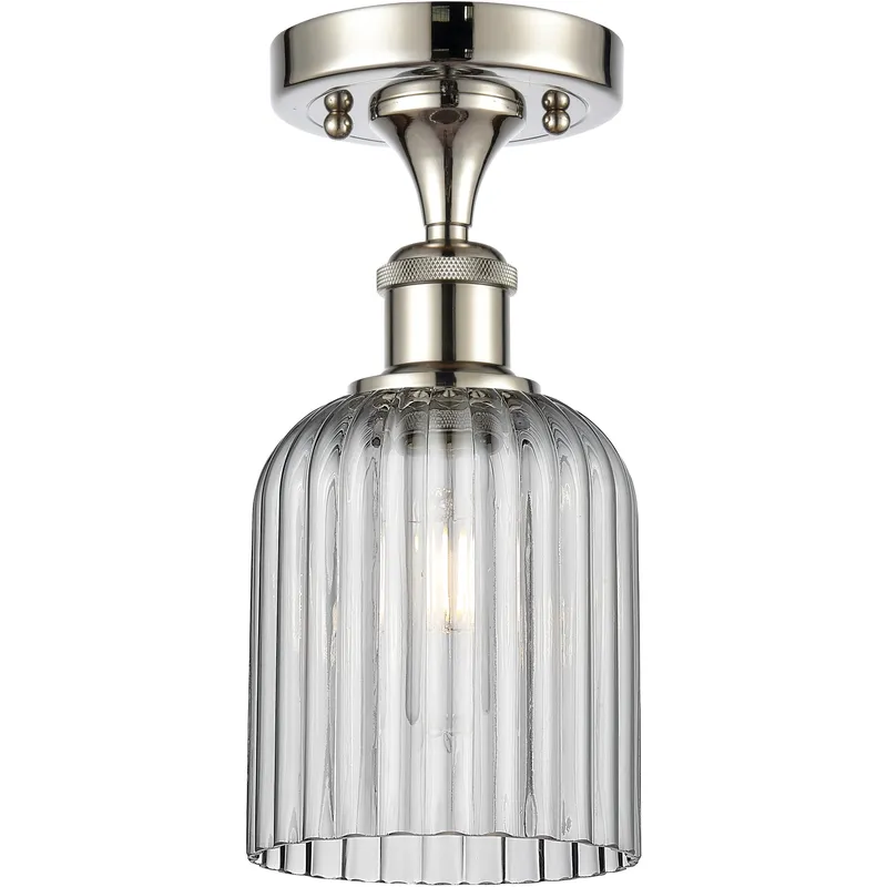 Bridal Veil 1 Light 5 inch Polished Nickel Semi-Flush Mount Ceiling Light in Light Smoke Glass