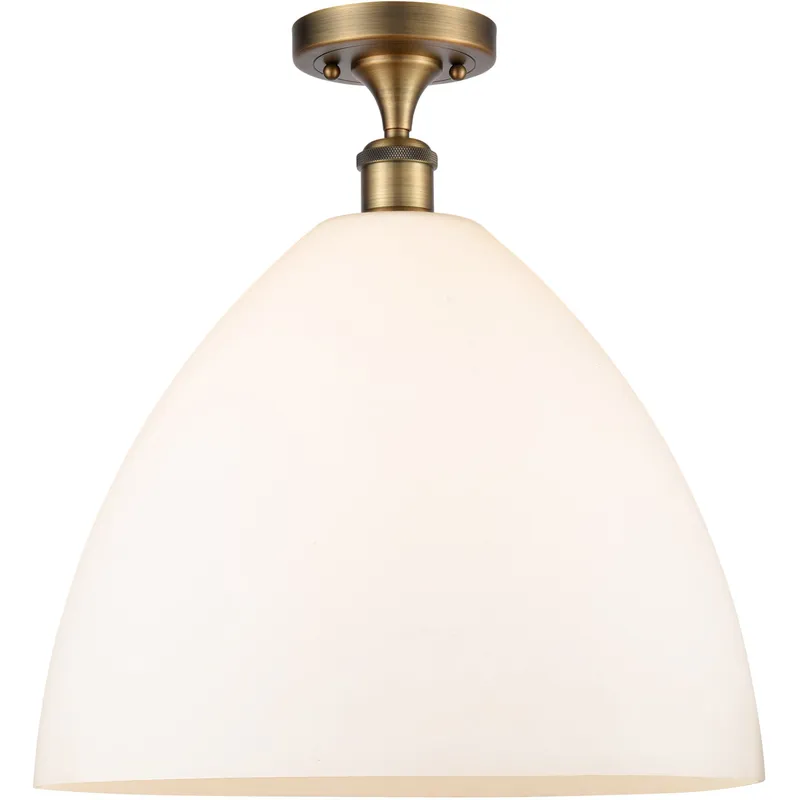 Ballston Dome LED 16 inch Brushed Brass Semi-Flush Mount Ceiling Light in Matte White Glass